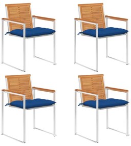 vidaXL 4 db tömör akácfa kerti szék párnákkal
