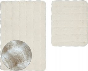 Fürdőszobaszőnyeg Csúszásgátló Aruba 3D Puha Bolyhos Ecru 2 részes
