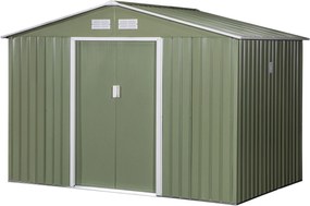 Outsunny Eszköz Tároló 4,9 m², Kert Ház Tetővel, Szekrényajtóval, Alappal, 277 x 195 x 192 cm, Cinkbevonatos Acél Eszköz Tároló, Időjárásálló, Kerthez