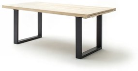 DAYTON Fehérített Tömör tölgyfa Bővíthető Étkezőasztal - Matt antracit szürke lábbal 220-320cm