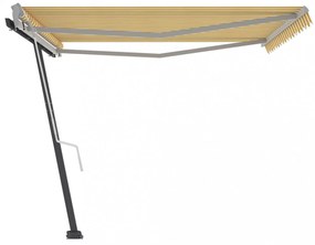 sárga-fehér kézzel kihúzható póznás napellenző 450 x 350 cm