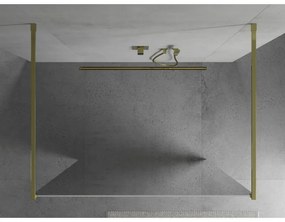 Mexen Kioto, átmenő zuhanyparaván 120 x 200 cm, 8 mm-es üvegmintás tükör, 2x arany stabilizáló távtartó, 800-120-002-50-50