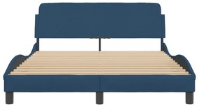 kék szövet ágykeret fejtámlával Dover 140x200 cm