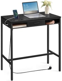 Bárasztal, magas konzolasztal töltőállomással és szövet fiókkal, fekete