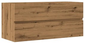 kézműves tölgy színű szerelt fa mosdószekrény 100 x 38,5 x 45cm