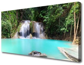 Canvas kép Waterfall Lake Nature 100x50 cm