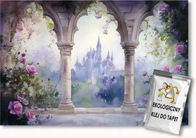 Fotótapéta Flizelina Erkély Terasz Palota Kastély Virágok Rózsák 350x250 ragasztó