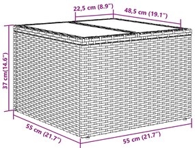 7 részes Kerti Kanapé Szett Párnákkal Szürke Poli Rattan