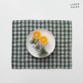 Len tányéralátét 35x45 cm Forest Green Gingham – Linen Tales