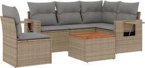 vidaXL 6 részes bézs polyrattan kerti ülőgarnitúra párnával