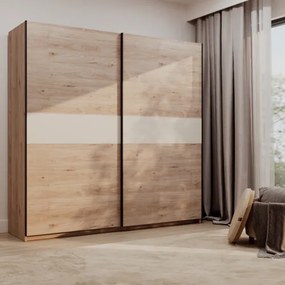 BERNO ruhásszekrény, 200 cm | Jackson hickory tölgy + Kasmír