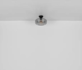 Globo 15566D Mennyezeti könnyűfém matt fekete, füstszínű üveg, ø: 280mm, M:205mm, nem tartozék: 1x E27 40W 230V