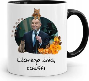 Andrzej Duda Elnök Fekete Bögre Ajándék fényképes nyomtatással