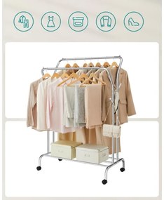 LINEA mobil álló ruhafogas, ezüst