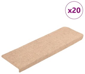 20 db öntapadós lépcsőszőnyeg, krémszínű, téglalap alakú széllel, 65 x 21 x 4 cm
