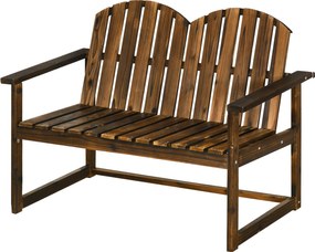 Outsunny Kerti Pad, 2-Személyes Pad, Fa Pad Háttámlával és Karfával, Park Pad, Teherbírás 240 kg-ig, Kertbe, Erkélyre, Sötétszürke, 114 x 63 x 86 cm |