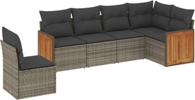 vidaXL 6 részes szürke polyrattan kerti ülőgarnitúra párnákkal