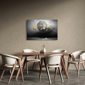 Arany absztrakt gömbök képe (90x60 cm)