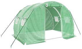 zöld acélvázas melegház 6 m² 3 x 2 x 2 m