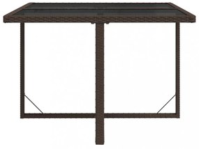 barna polyrattan és üveg kerti asztal 109 x 107 x 74 cm