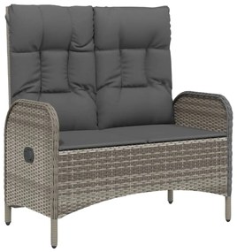 vidaXL 4 részes szürke polyrattan kerti étkezőszett párnával