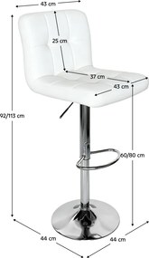 Bárszék, fehér textilbőr/króm, KANDY 2 NEW