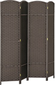 HOMCOM 4-panelás Bútorelválasztó 160x170 cm Hajtható térelválasztó Nappaliba, Hálószobába, Irodába Barna | Aosom
