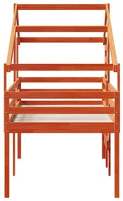 viaszbarna tömör fenyőfa magasított ágy tetővel 90 x 190 cm