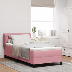 Boxspring Ágy Matrac Stílusban Rózsaszín 90x190 cm Bársony
