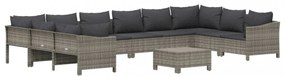 vidaXL 11 részes szürke polyrattan kerti ülőgarnitúra párnákkal