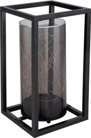 Globo 33816 Solar asztali lámpa fém fekete keret, füstszínű akril búra. IP44, kapcsolóval, inkl. 1xAA 1,2V, HxSZxM:140x140x250, inkl. 30xLED 0,06W 3V, 3000K