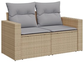13 darabos kerti sofa szett párnákkal Bézs Poli Rattan Akácia, 3 darabos kerti étkező szett párnákkal Bézs Poli Rattan Akácia