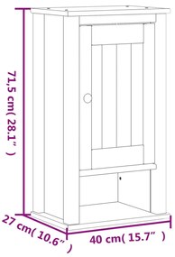 BERG fekete tömör fenyőfa fürdőszobaszekrény 40x27x71,5 cm