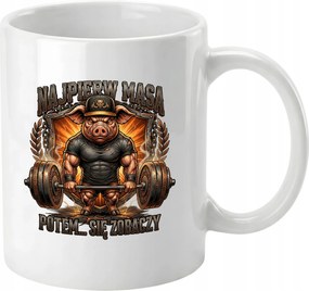 Bögre fehér vaddisznó testépítő Először a tömeg meglátja a pólót az edzőteremben