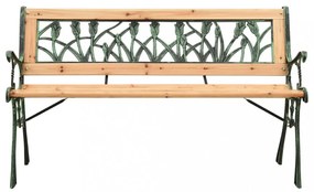 öntöttvas és tömör fenyőfa kerti pad 122 cm