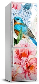 Hűtőre ragasztható matrica Virágok és madarak FridgeStick-70x190-f-83956039