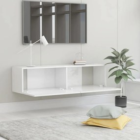 magasfényű fehér szerelt fa TV-szekrény 120 x 30 x 30 cm