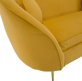 Kétszemélyes dizájn kanapé, sárga Velvet szövet/gold arany króm, EZIO TYP 2