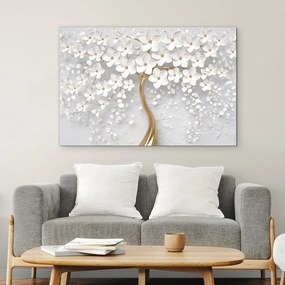 DUBLEZ | Falikép fából – Arany fa fehér virágokkal