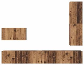 TV szekrény garnitúra 4 pcs Régi fa 30.5 x 30 x 110 cm Faanyag