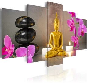 Kép - Golden Buddha and orchids