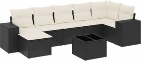 vidaXL 8 részes fekete polyrattan kerti ülőgarnitúra párnákkal