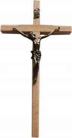 Fa akasztós kereszt világos h19cm