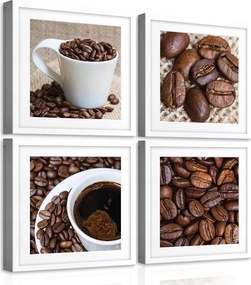 Vászonkép 50x50 Kávé szemes csésze aroma stimuláció csendélet meleg