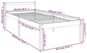 tömör fenyőfa ágy időseknek 100 x 200 cm