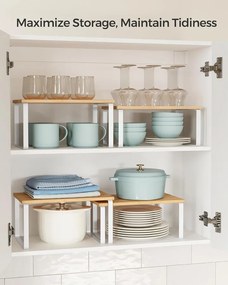 Konyhai tároló polc szett, 4 darab, egymásra rakható, bézs