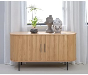 Black Friday - Natúr színű alacsony komód tölgyfa dekorral 140x76 cm Nola – Unique Furniture
