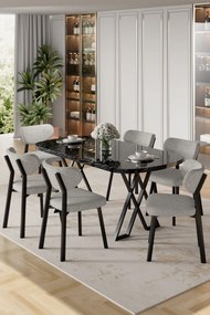 Axton étkezőgarnitúra, fekete márvány-szürke, 168 cm – TR240CHR2718