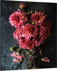 Vászonkép Botanika Dália csokor 80x100 cm