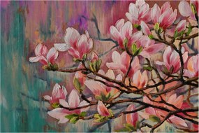 Kép - olajfestmény, virágzó Sakura (90x60 cm)